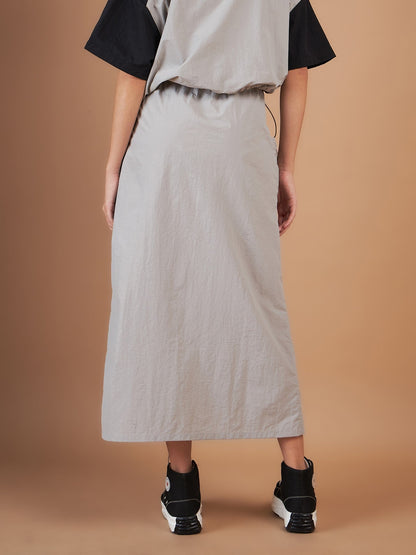 Light Grey Side Ruched Parachute Skirt