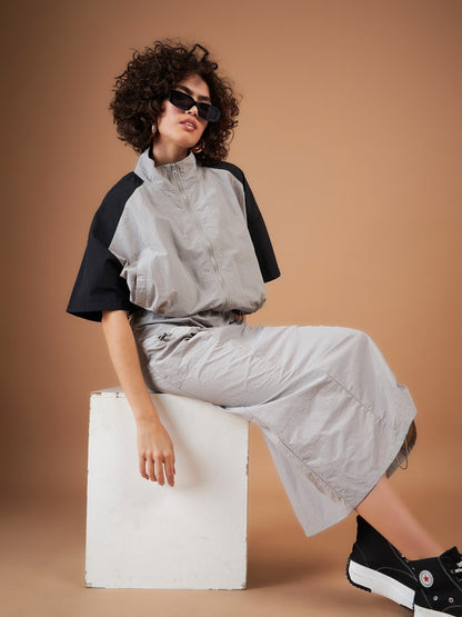 Light Grey Side Ruched Parachute Skirt