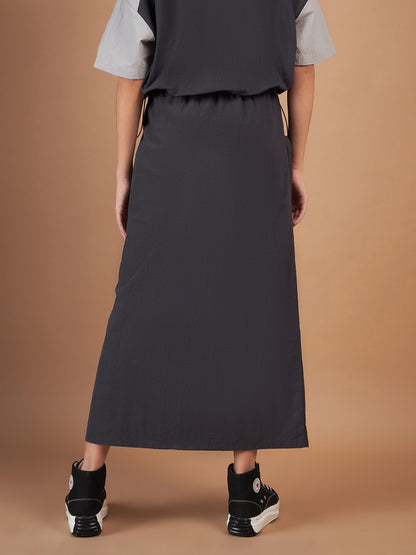 Dark Grey Side Ruched Parachute Skirt