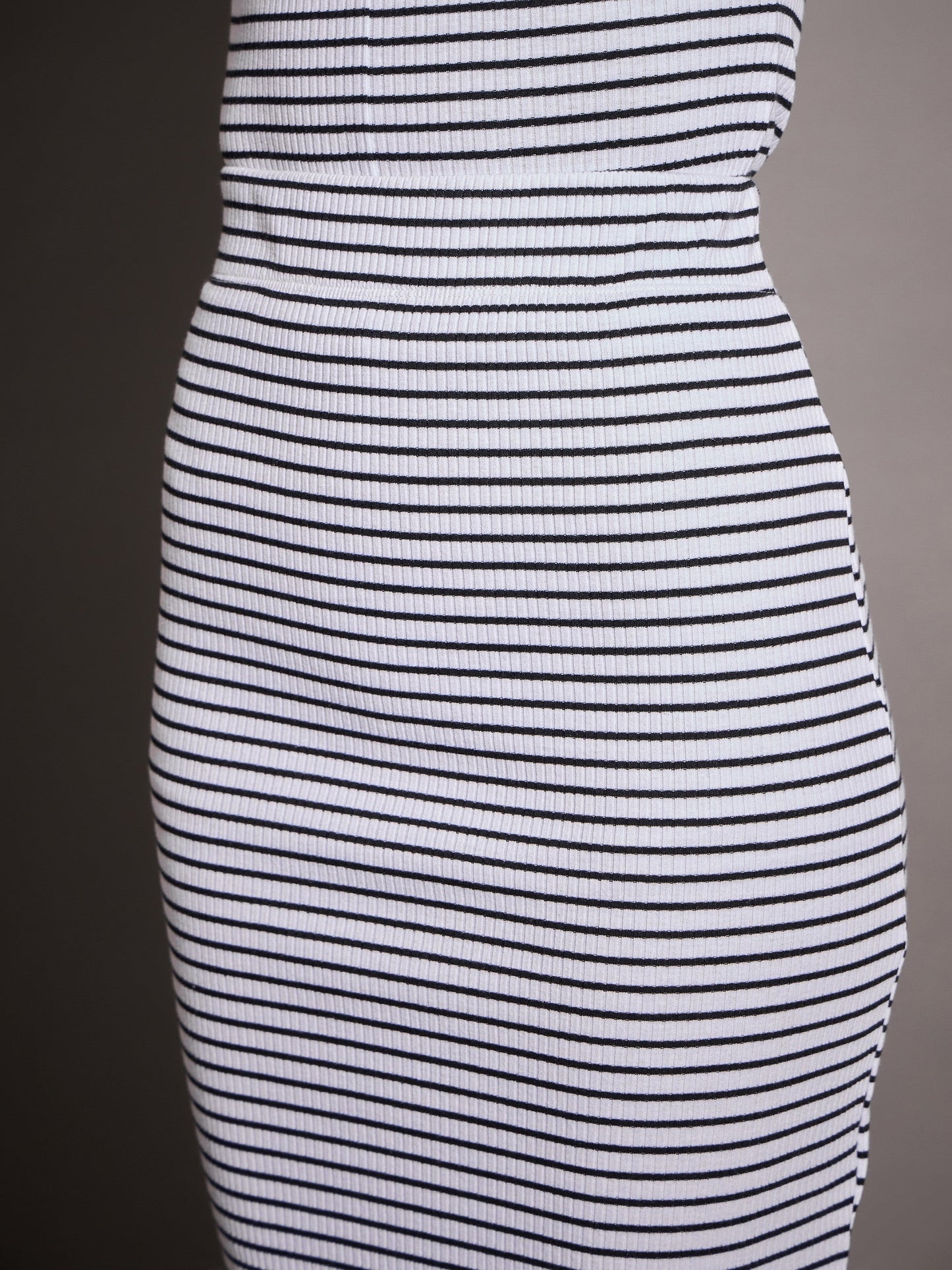 Black & White Striped Rib Pencil Skirt