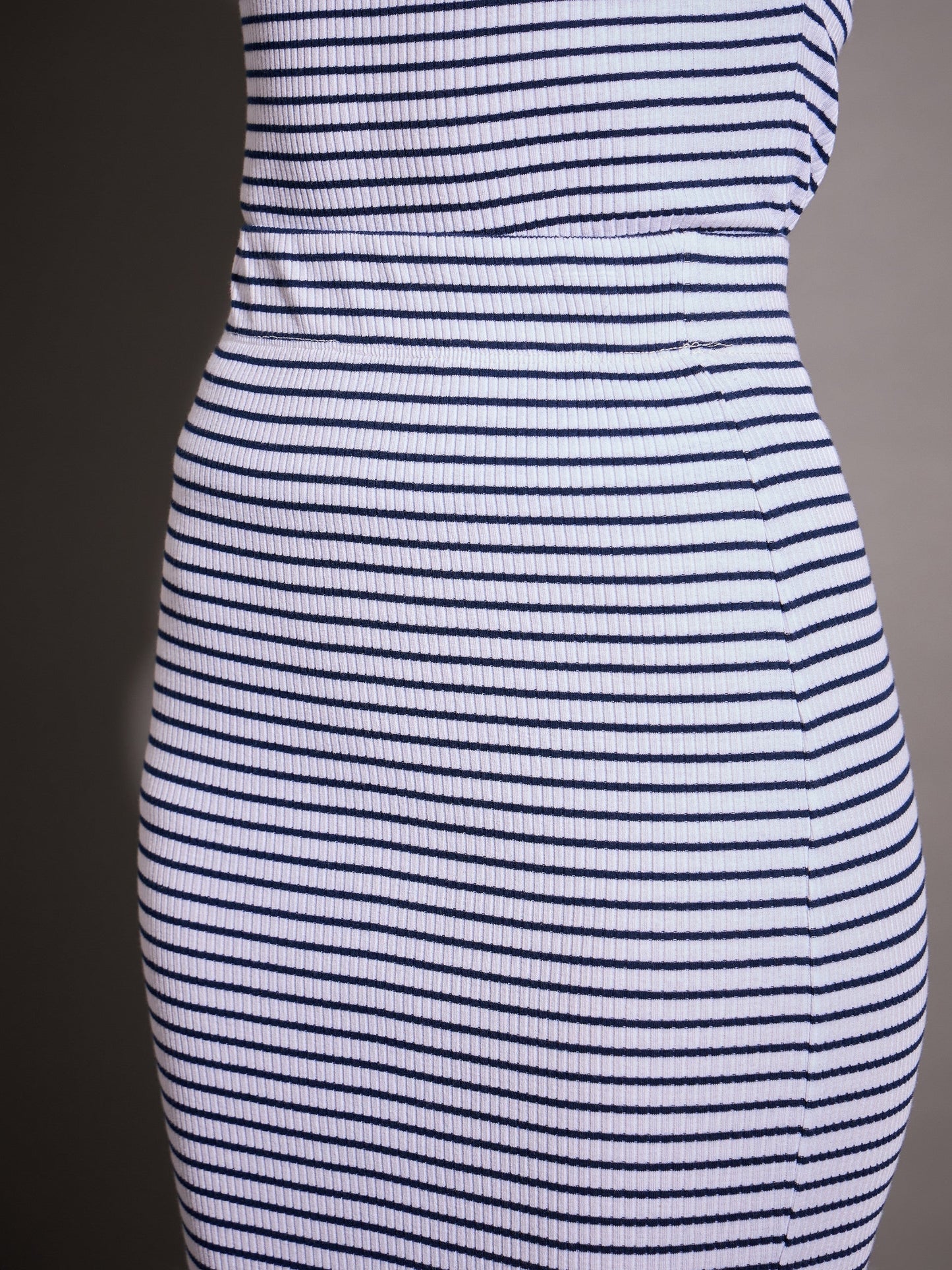 Navy & White Striped Rib Pencil Skirt
