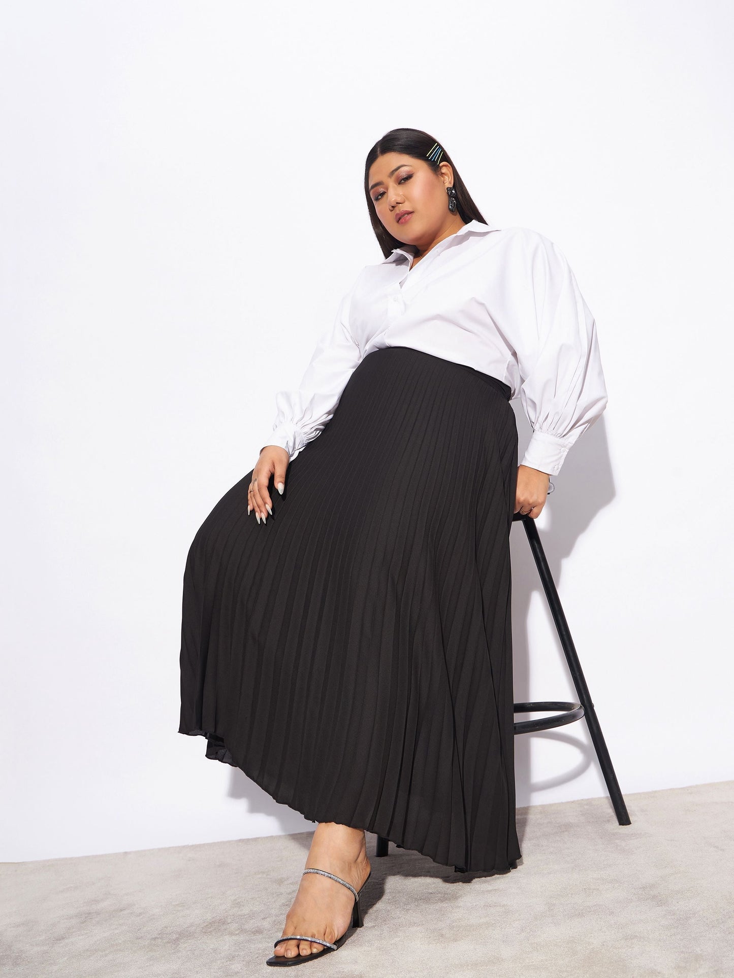 Black Accordion Pleated Skirt
