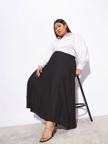 Black Accordion Pleated Skirt