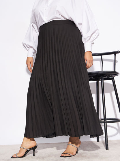 Black Accordion Pleated Skirt
