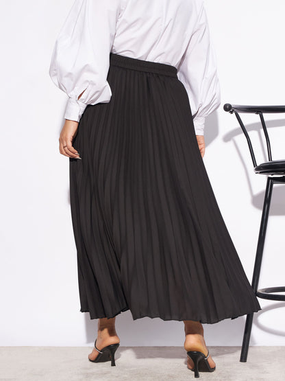 Black Accordion Pleated Skirt