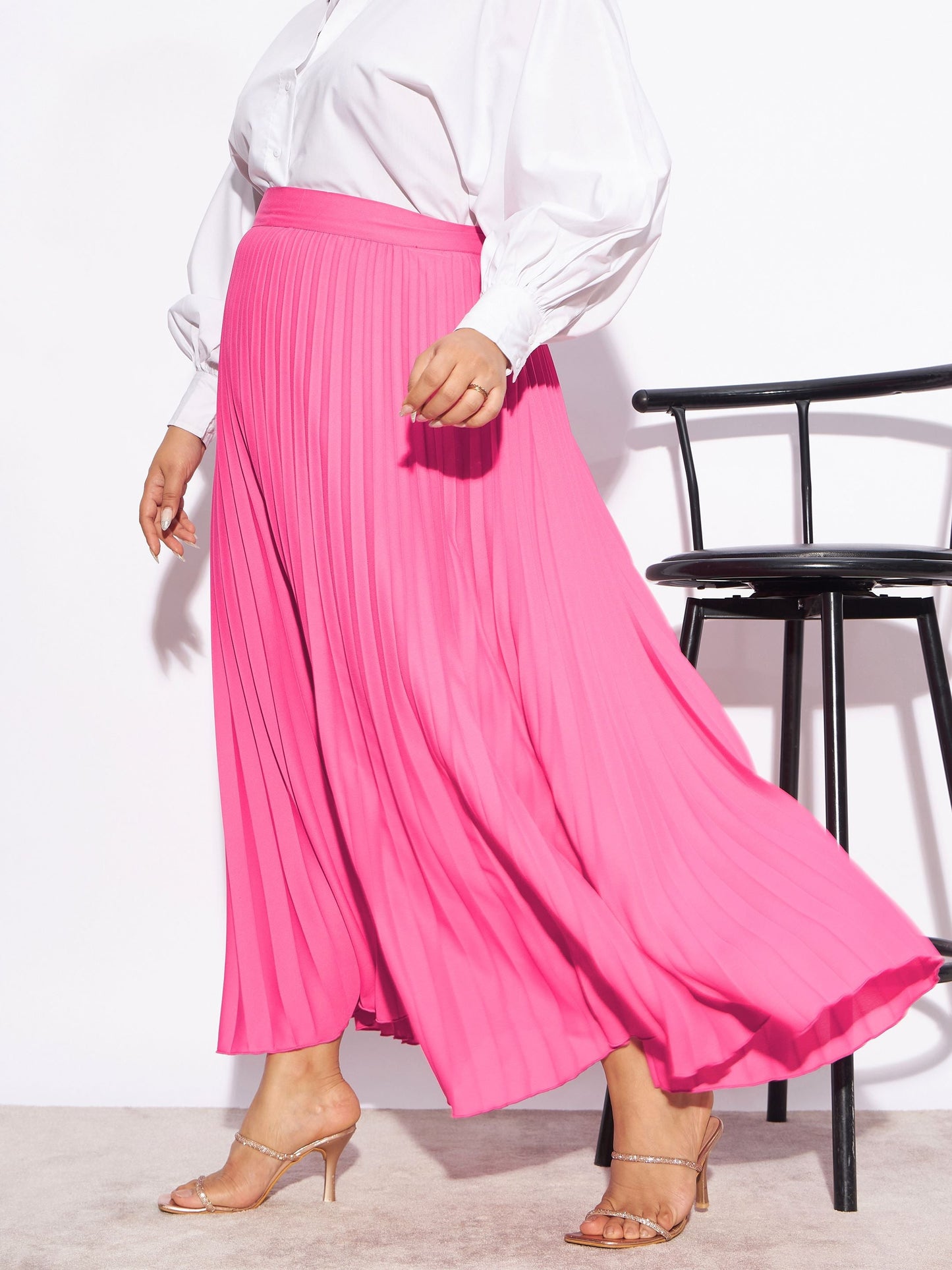 Pink Accordion Pleated Skirt