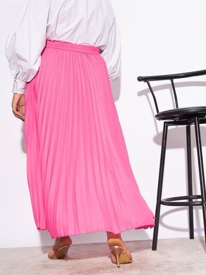 Pink Accordion Pleated Skirt