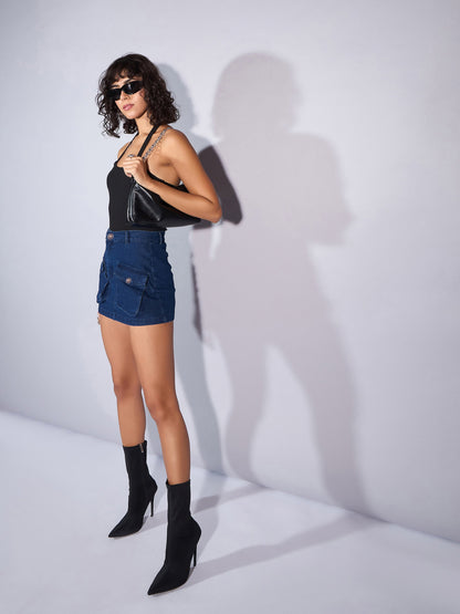 Blue Denim A-Line Mini Skirt