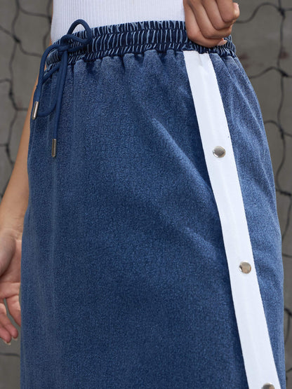 Blue Blast Contrast Tape Maxi Skirt