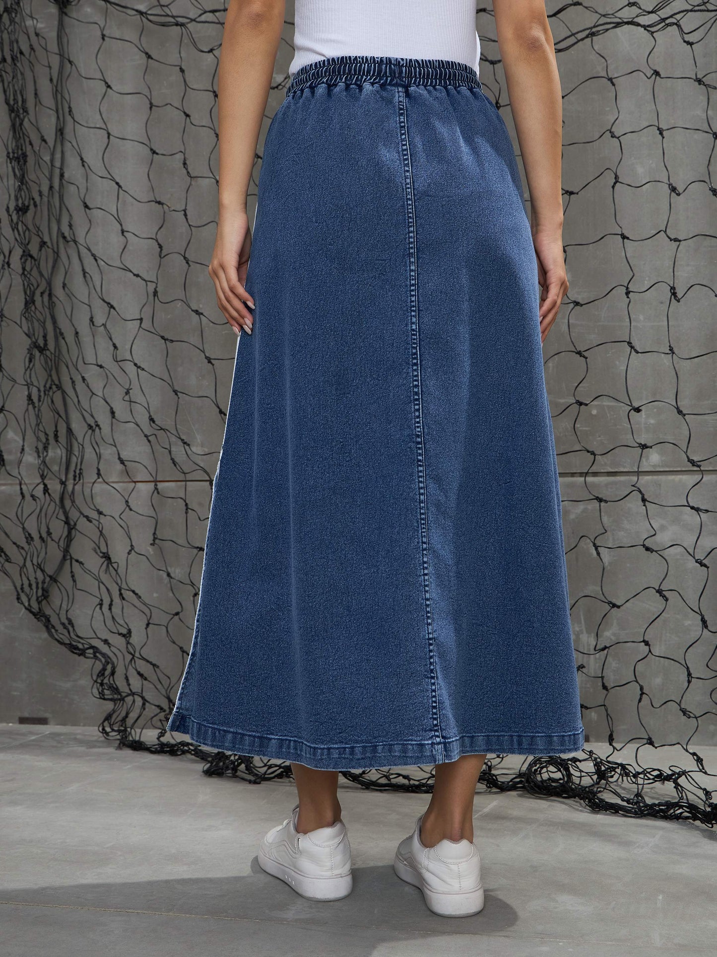 Blue Blast Contrast Tape Maxi Skirt
