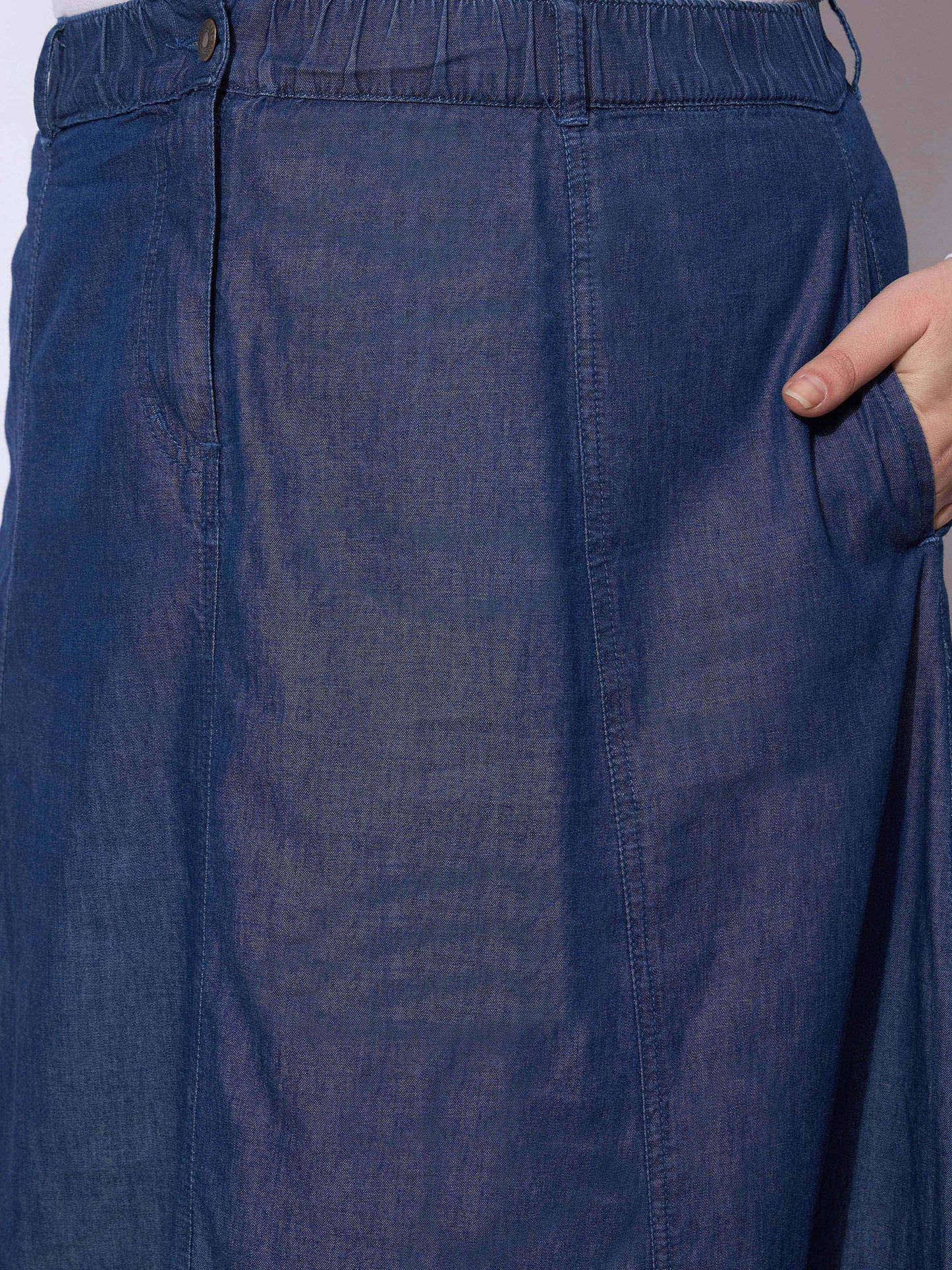 Blue Wash Tencil Frill Hem Skirt