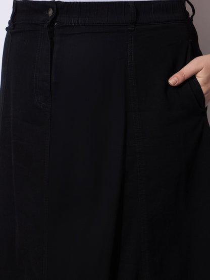 Jet Black Tencil Frill Hem Skirt