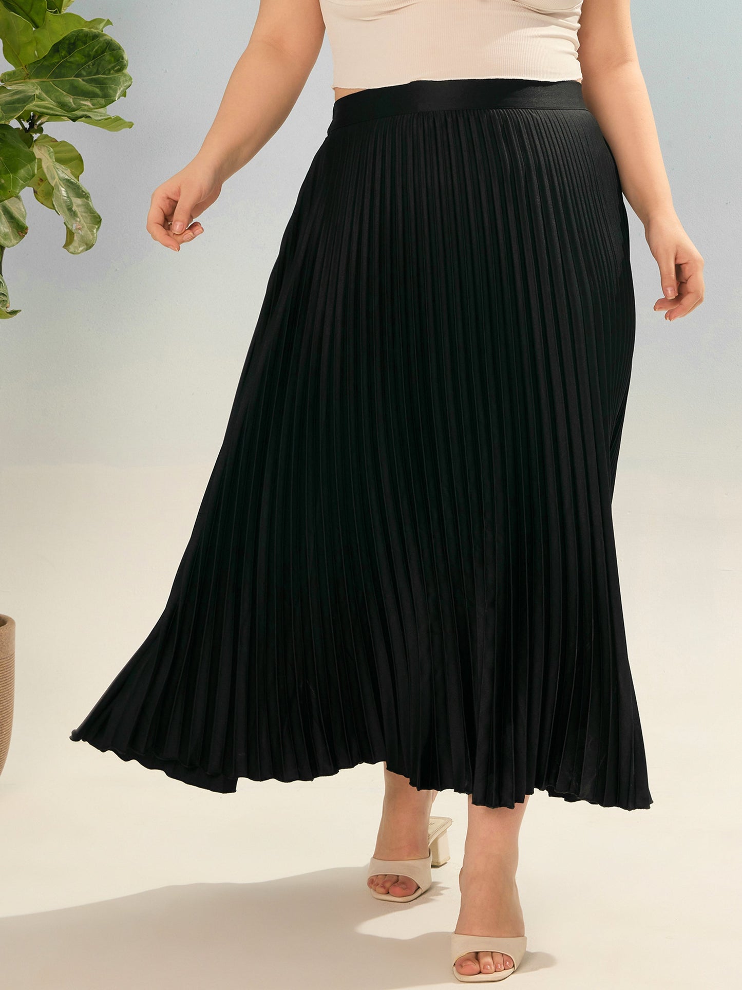 Black Accordion Pleated Skirt