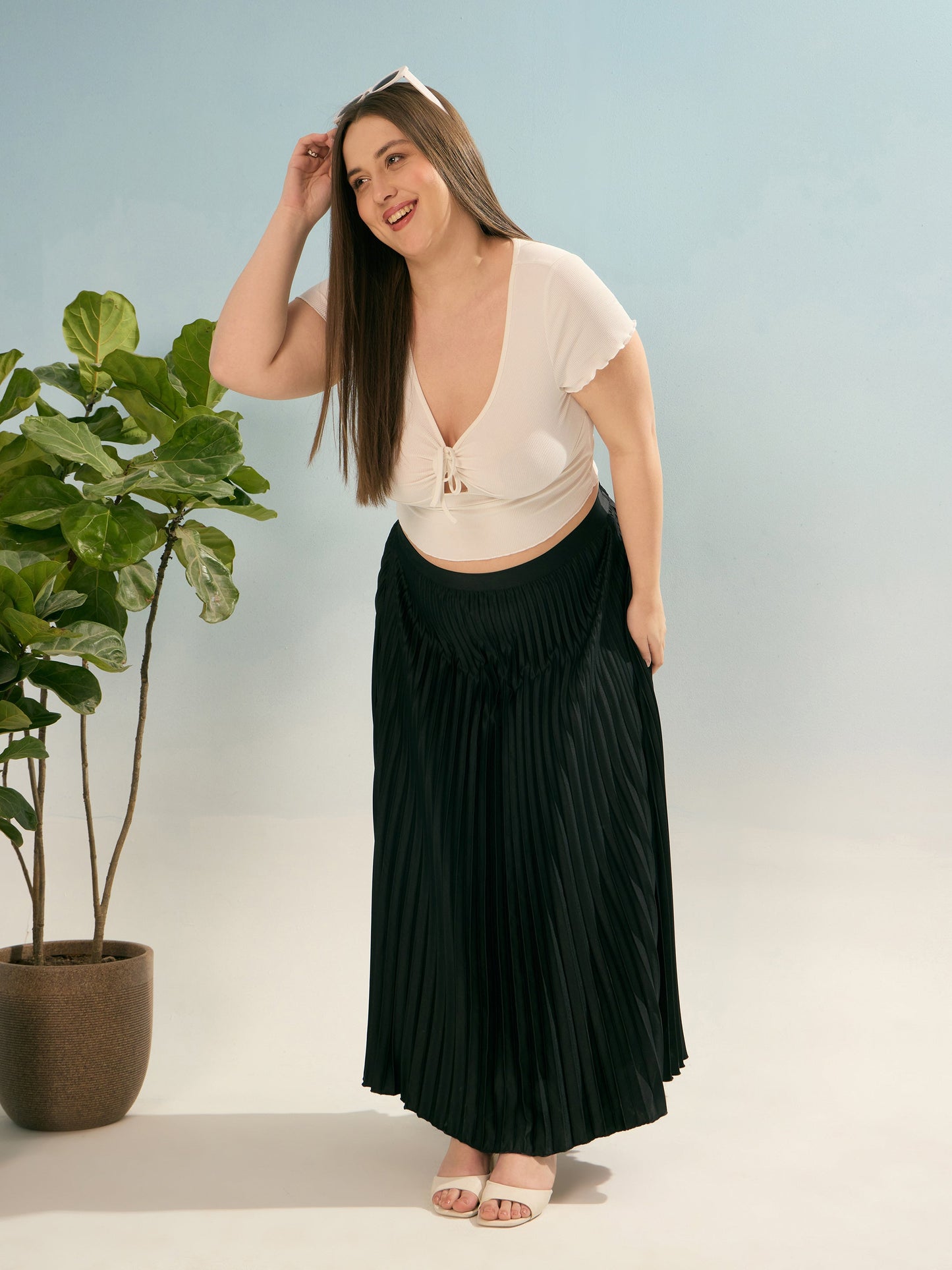 Black Accordion Pleated Skirt