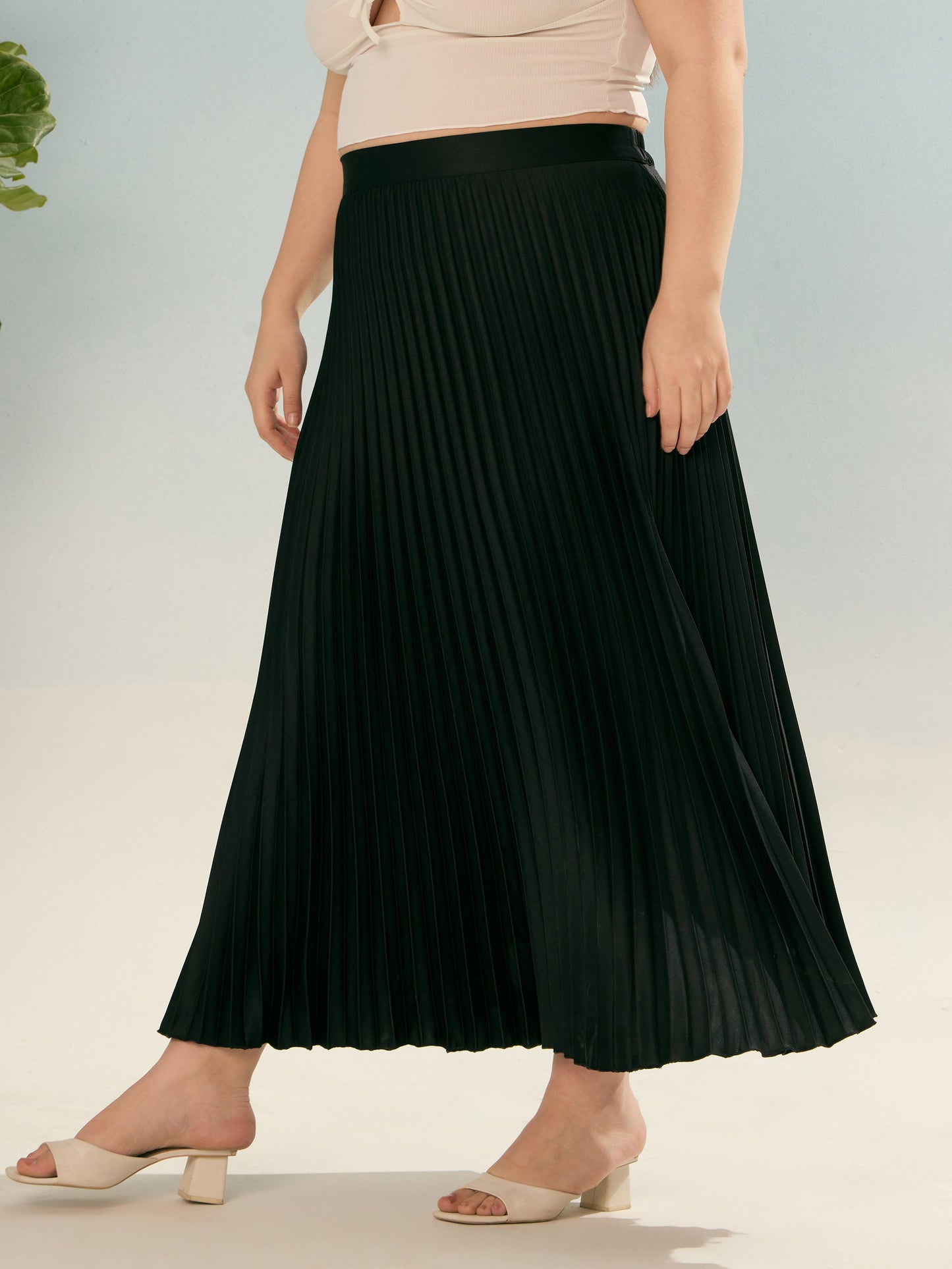Black Accordion Pleated Skirt