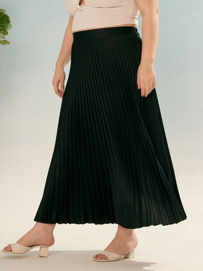 Black Accordion Pleated Skirt