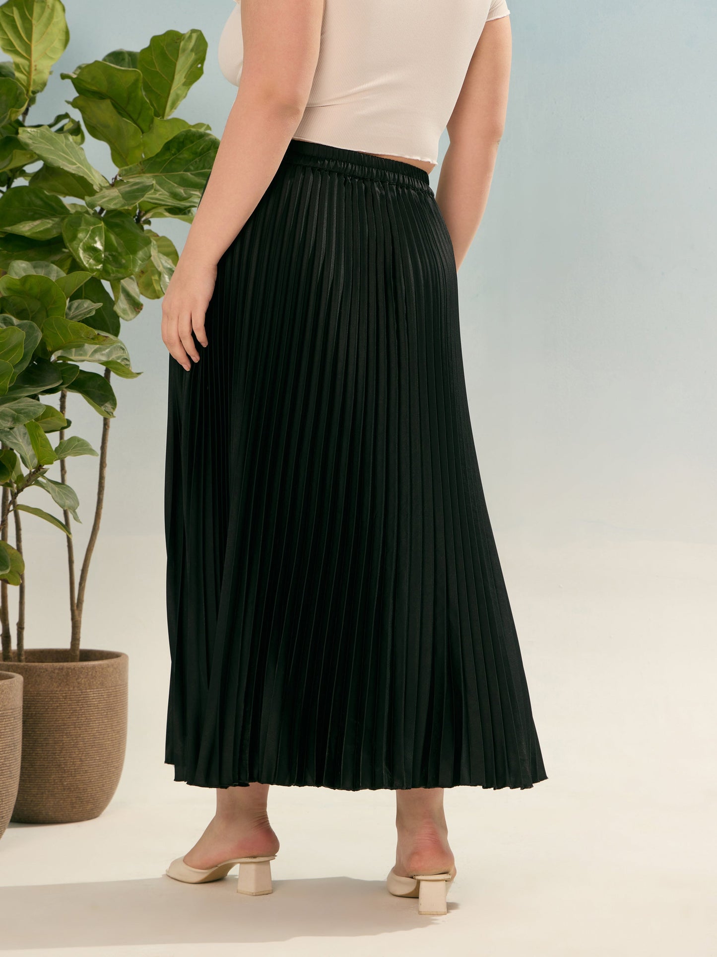 Black Accordion Pleated Skirt