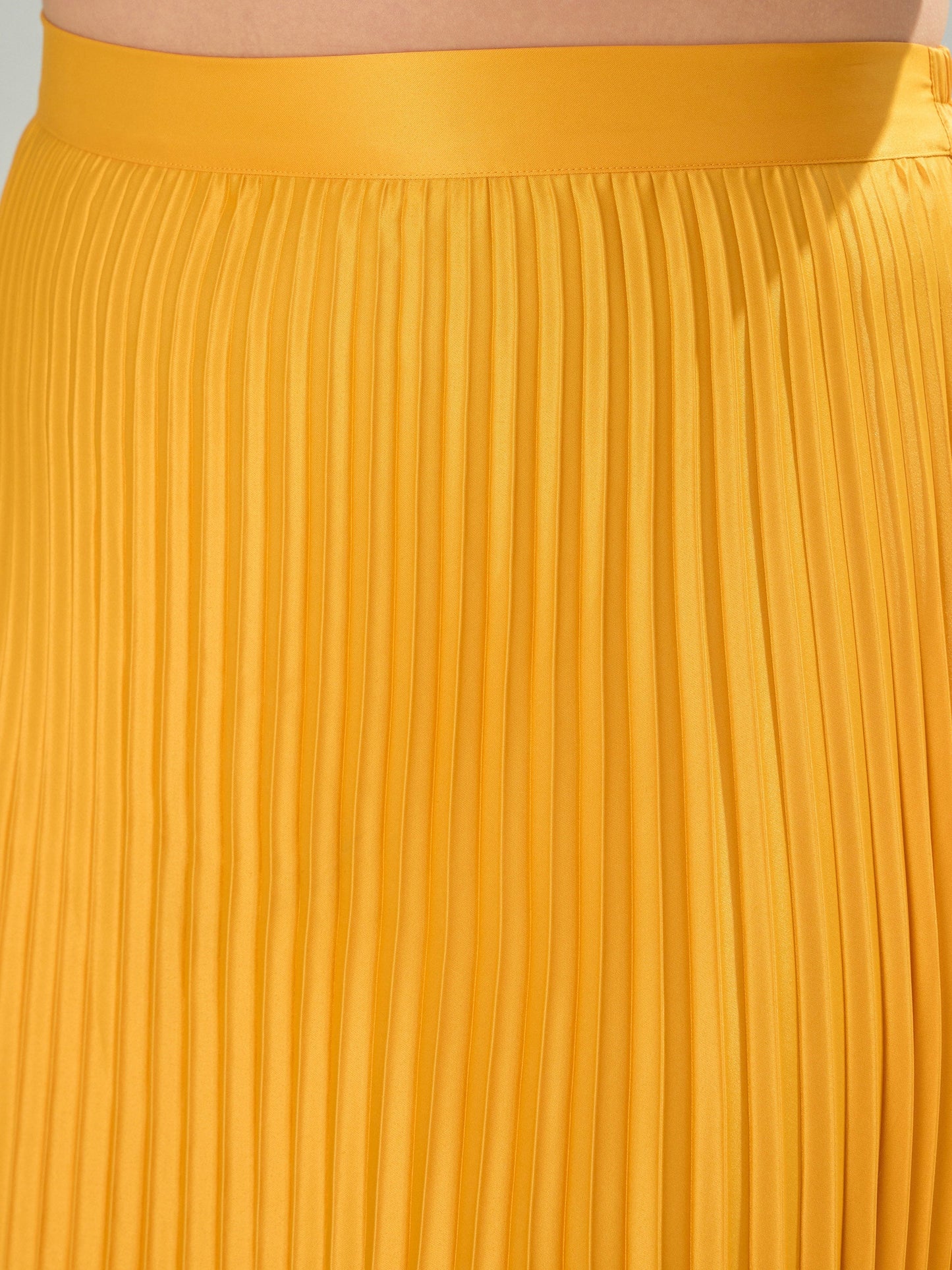 Mustard Accordion Pleated Skirt