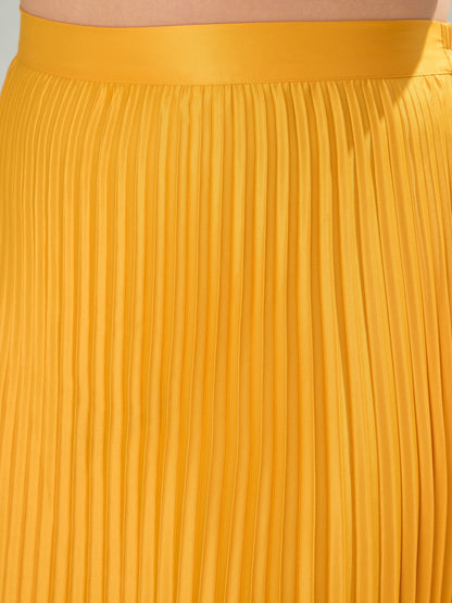 Mustard Accordion Pleated Skirt