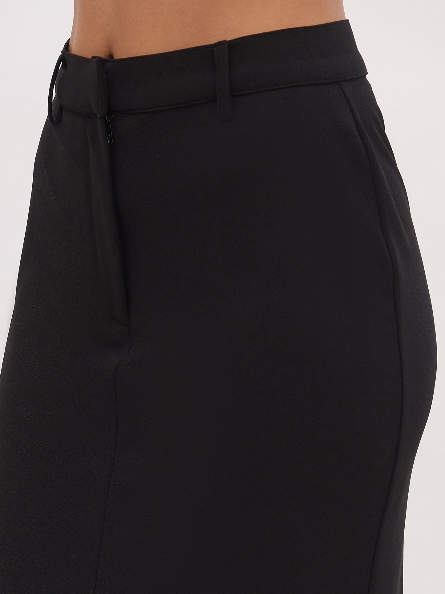 Black Front Slit Skirt