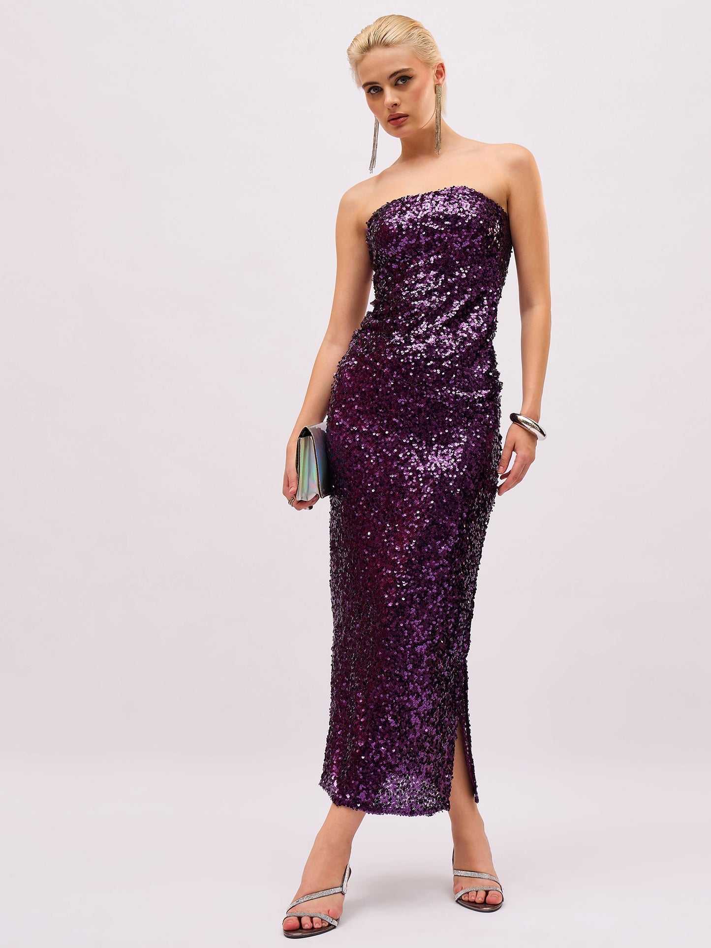 Purple Sequin Pencil Skirt
