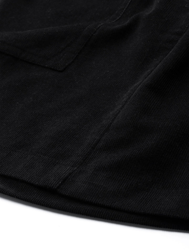 Women Black Corduroy Paper Bag Waist Mini Skirt