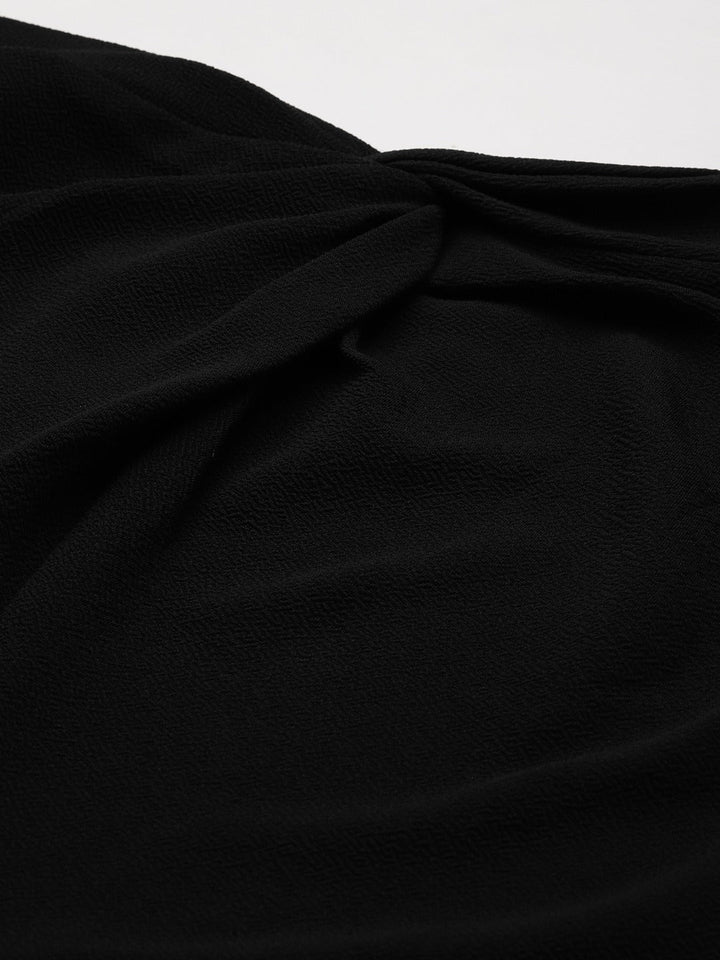 Black Twisted Midi Skirt