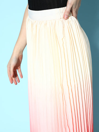 Peach & Orange Ombre Pleated Skirt