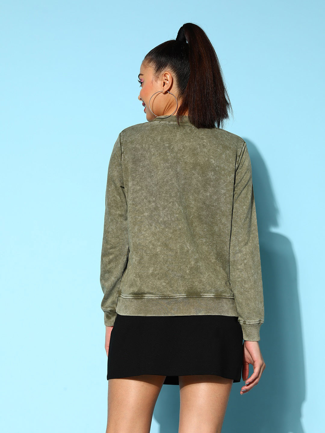 Olive Terry Acid Wash Sweatshirt