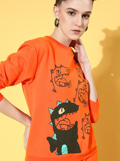 Orange Fleece Dragon Sweatshirt