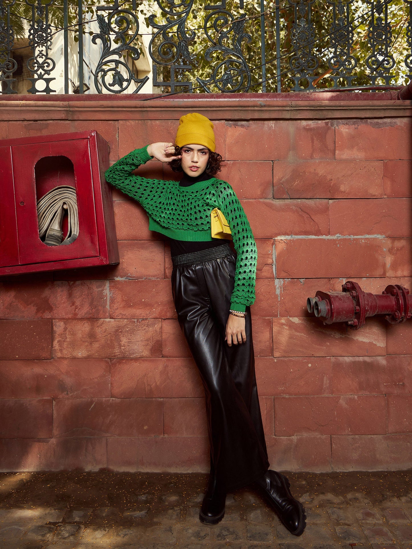 Green Crochet Crop Sweater Top