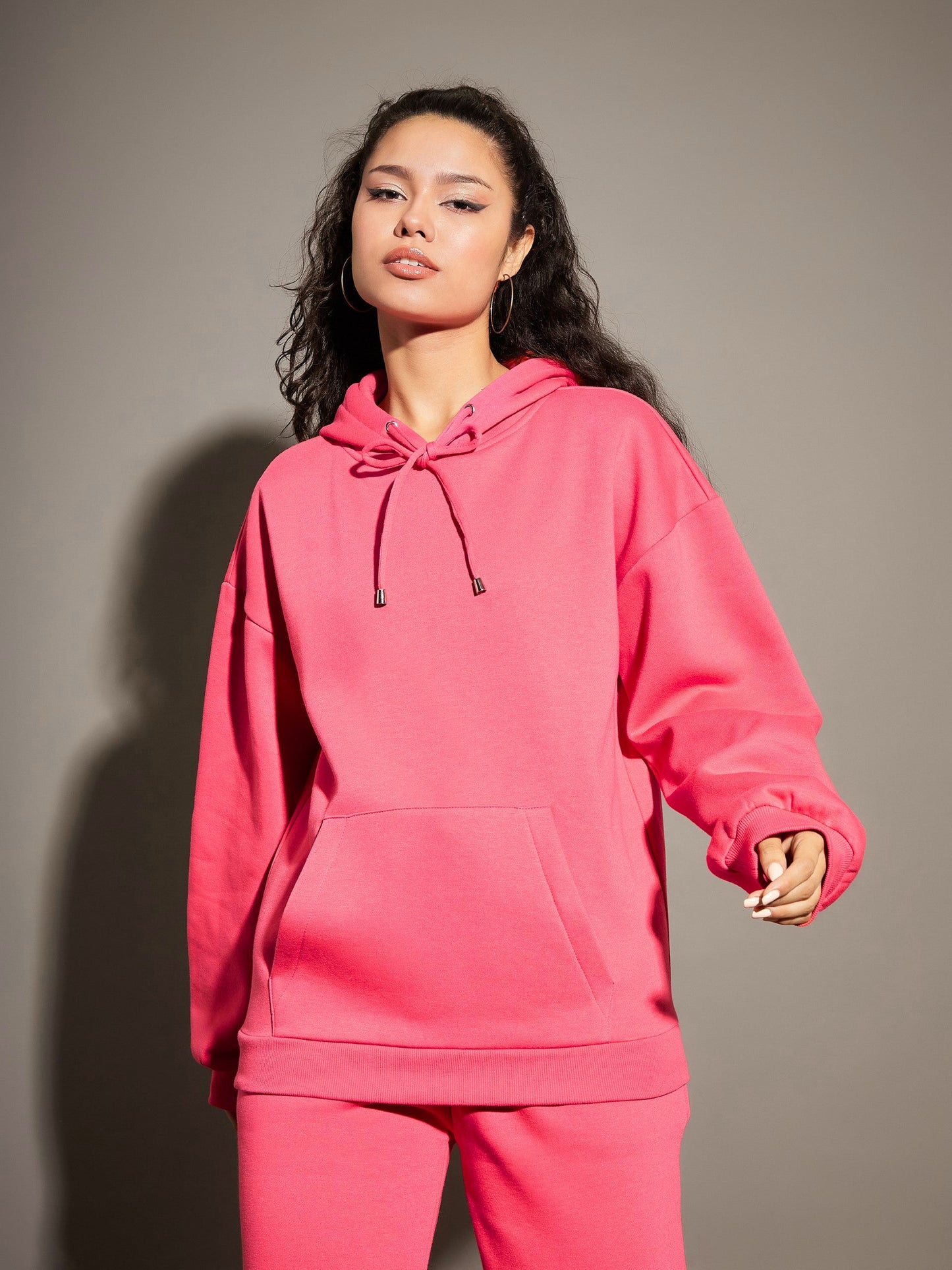 Pink Fleece Oversized Hoodie
