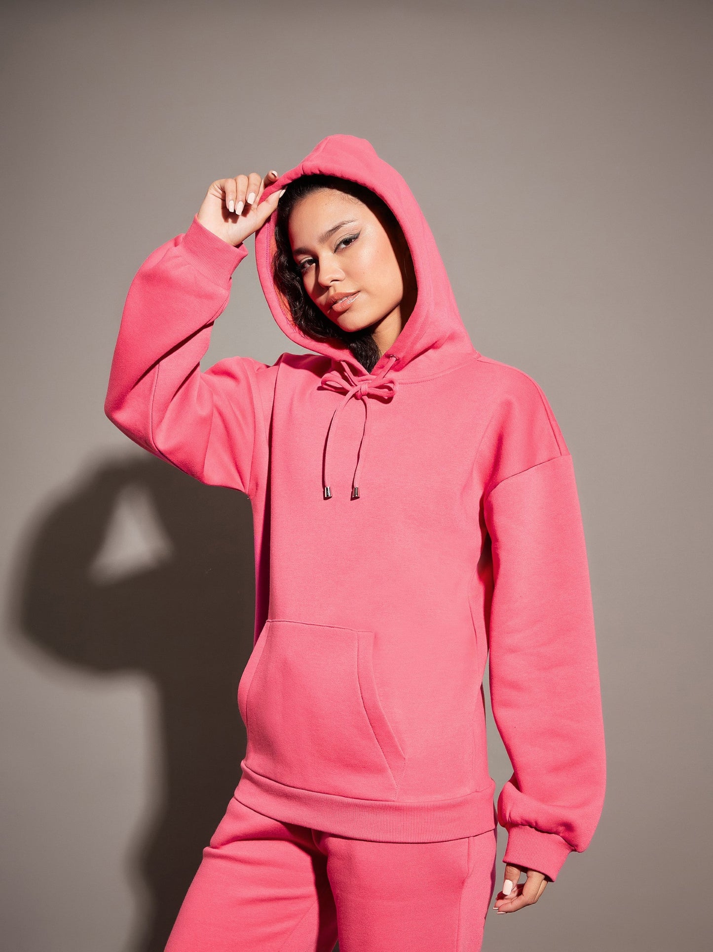 Pink Fleece Oversized Hoodie