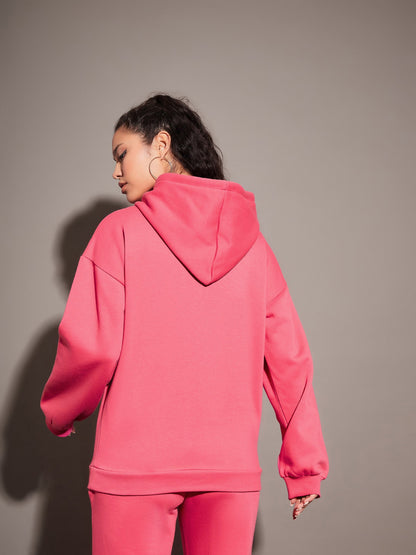 Pink Fleece Oversized Hoodie