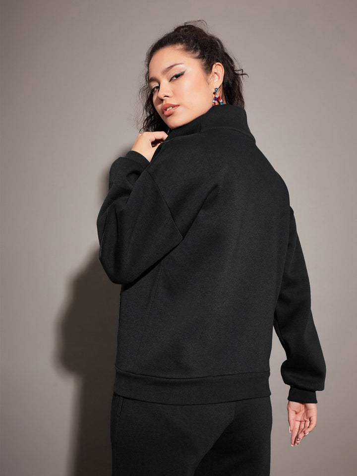 Women Black Fleece Sweatshirt With Joggers