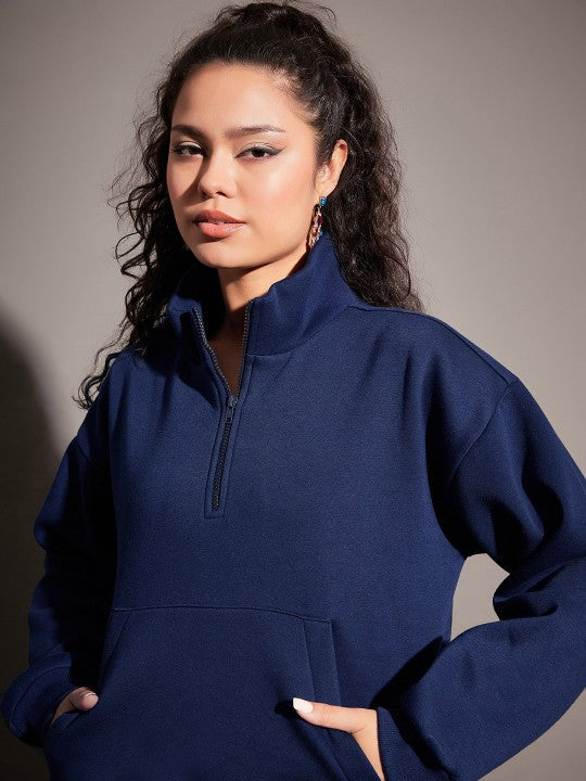 Women Navy Fleece Sweatshirt With Track Pants