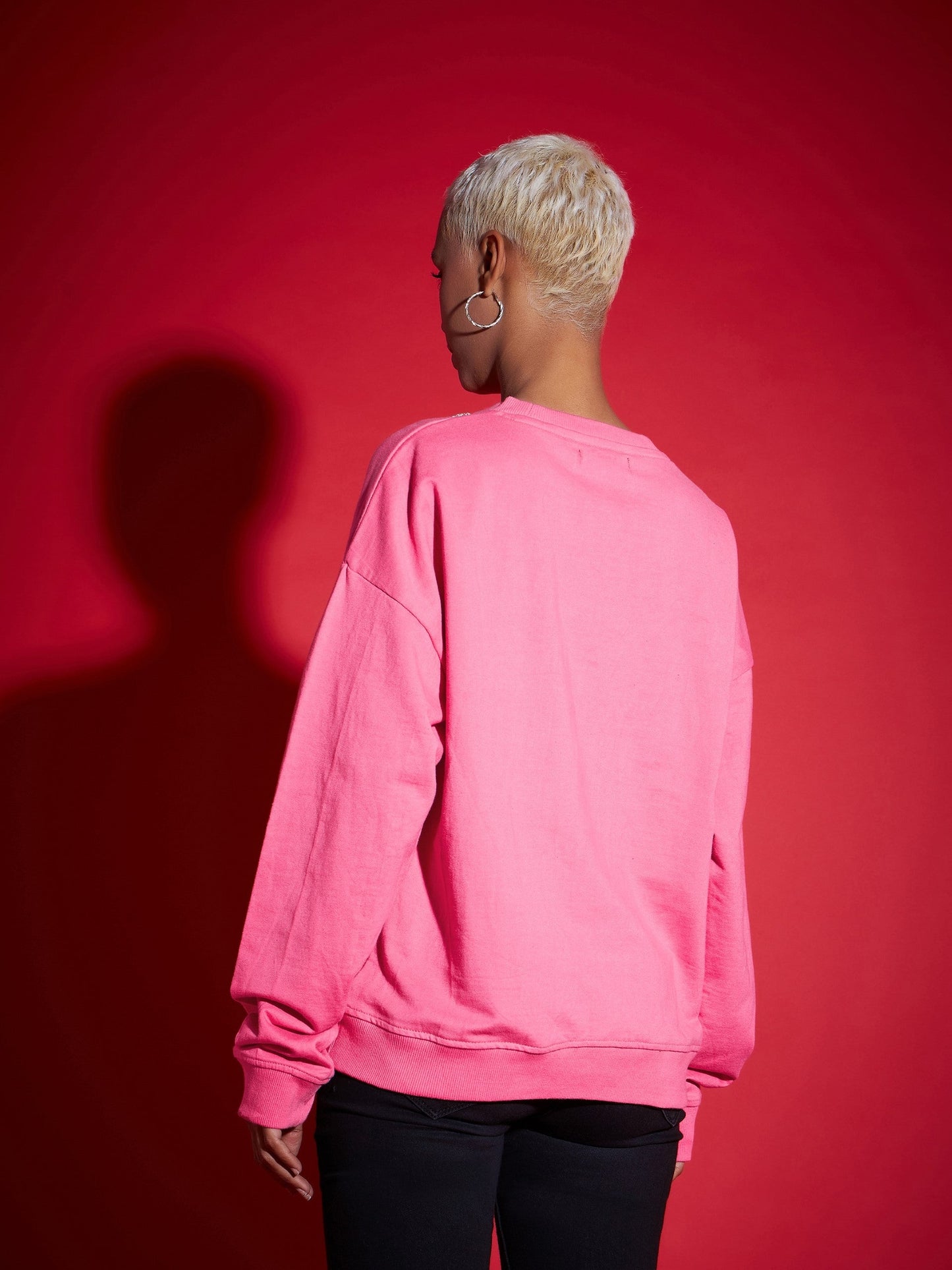 Pink Terry Stud Pearl Oversized Sweatshirt