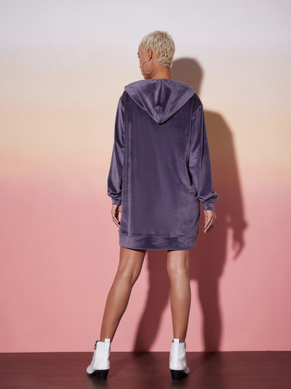 Purple Velour Solid Hoodie