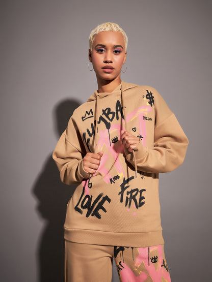 Beige ART Printed Hoodie