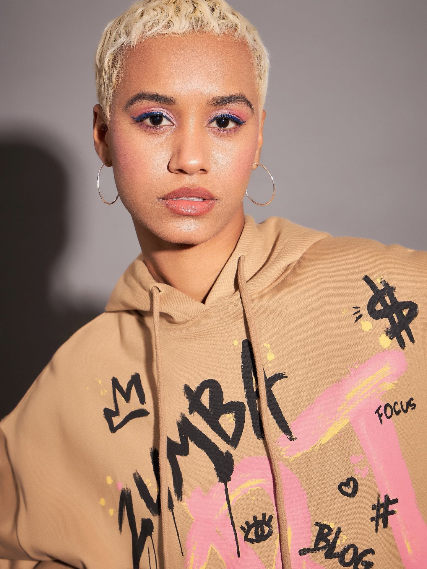 Beige ART Printed Hoodie