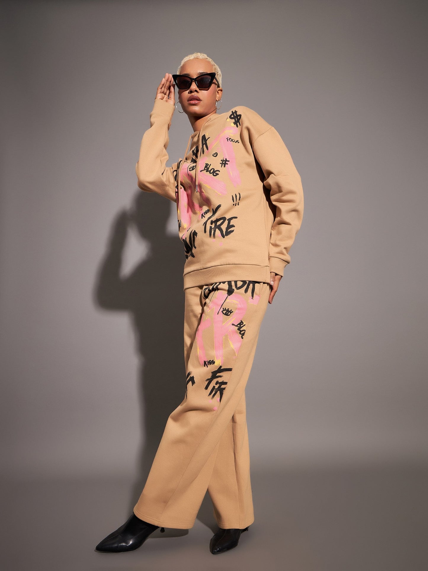 Beige ART Printed Hoodie