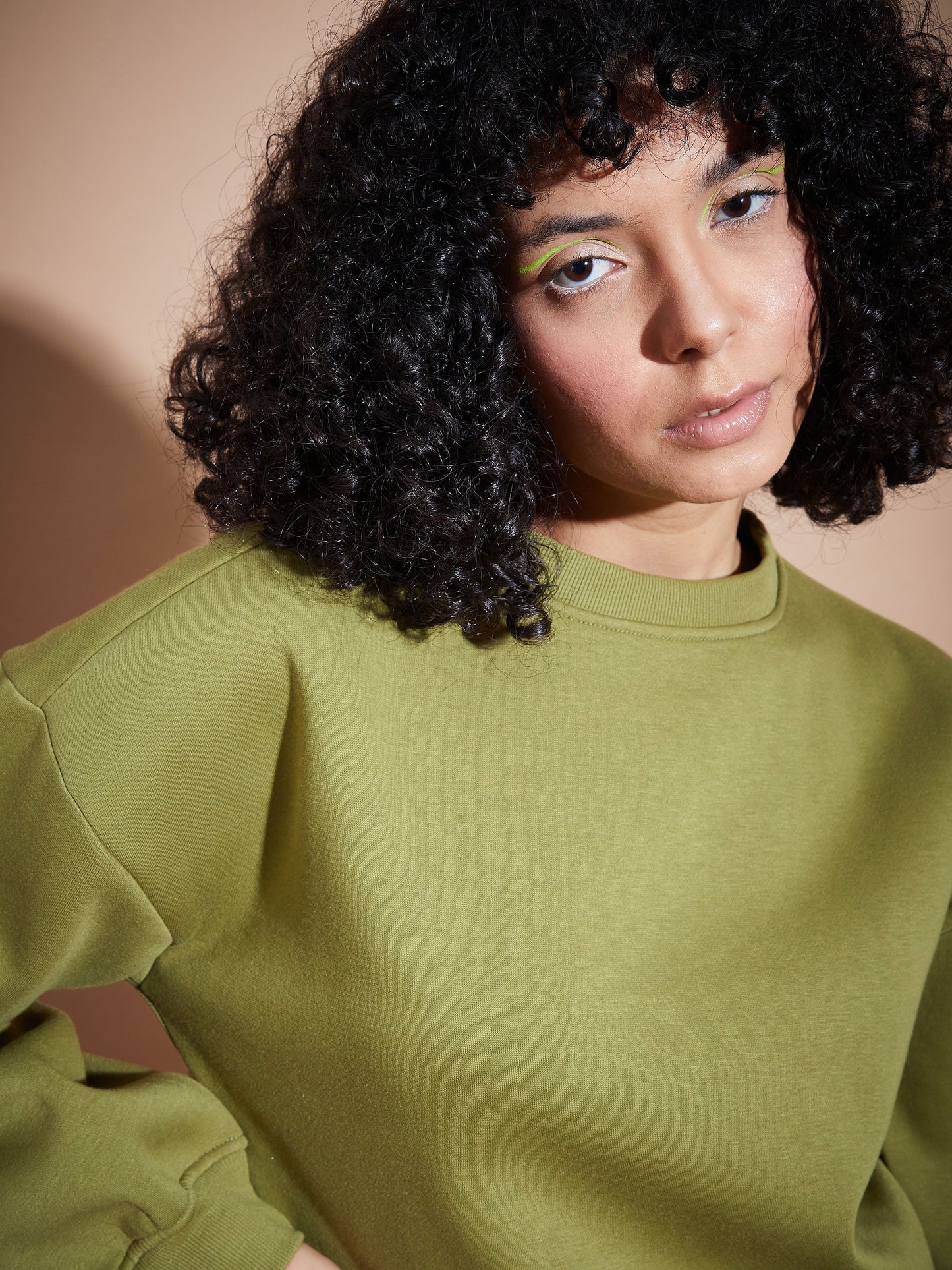 Women Olive Premium Fleece Oversized Sweatshirt