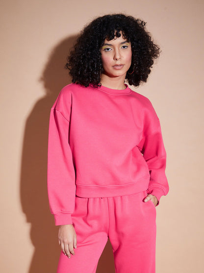 Pink Premium Fleece Oversized Sweatshirt