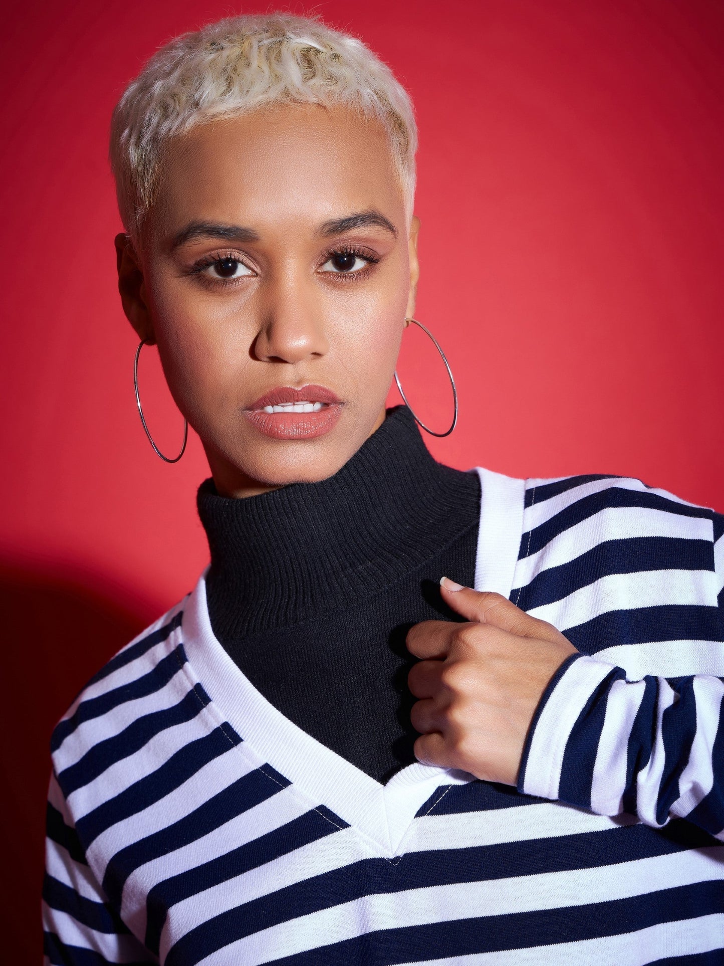 Navy & White Striped Sweater
