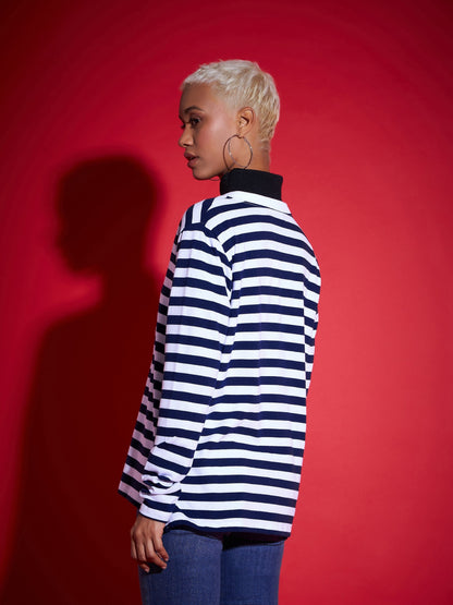 Navy & White Striped Sweater
