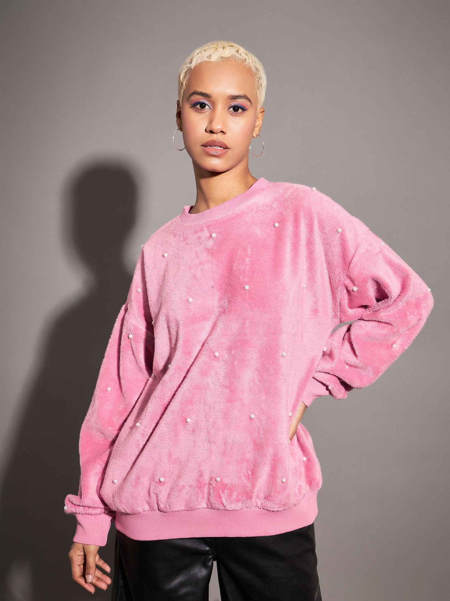 Pink Fur Pearl Sweatshirt