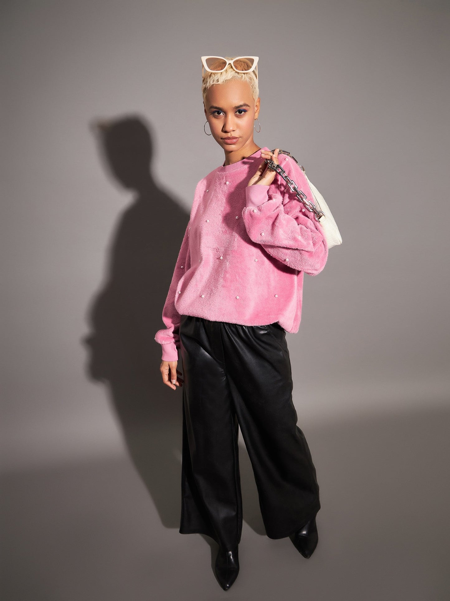 Pink Fur Pearl Sweatshirt