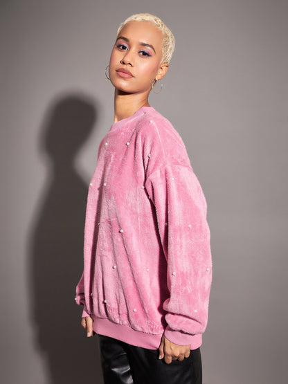 Pink Fur Pearl Sweatshirt