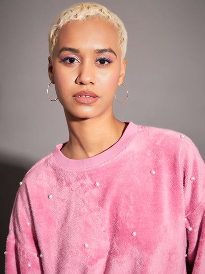 Pink Fur Pearl Sweatshirt