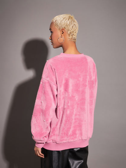 Pink Fur Pearl Sweatshirt